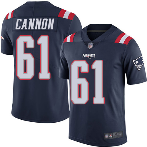 New England Patriots Football #61 Rush Vapor Limited Navy Blue Men Marcus Cannon NFL Jersey->youth nfl jersey->Youth Jersey